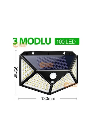 Projektör 100 Ledli Işık Sensörlü Güneş Enerjili Solar Lamba