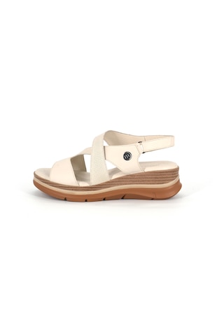 Mammamia D26ys-5380 Kadın Hakiki Deri Günlük Comfort Sandalet Krem