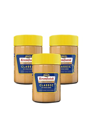 Gold Fıstık Ezmesi Classic Şekersiz 340 Gr X 3 Adet