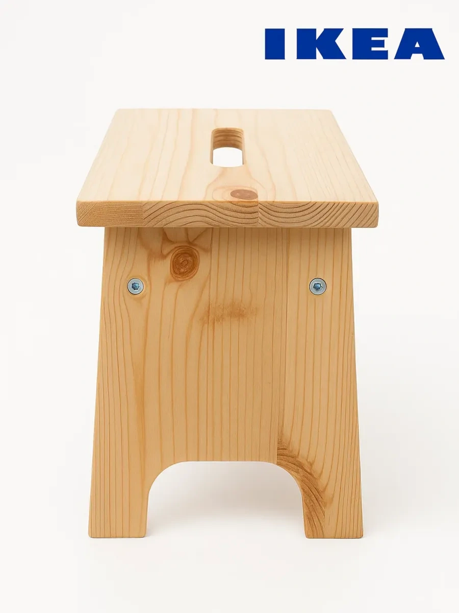 Ikea Ikea Masif Ahşap Mini Tabure 411851928 Açık Renk Ahşap