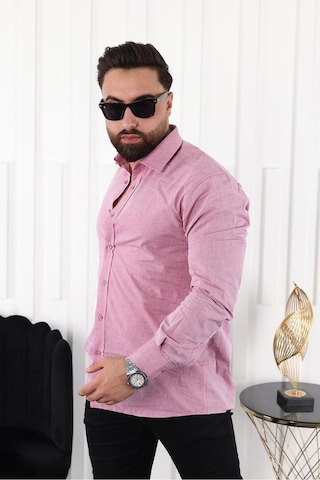 Mcz Giyim Pembe Renk Uzun Kollu Cepsiz Klasik Regular Erkek Gömlek 10004