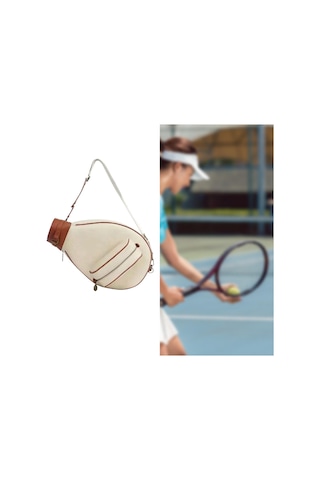 Suntek Tenis Çantası Omuz Kadın Erkek Açık Beyaz-kahverengi