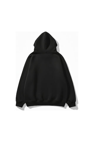 Uyguntarz Unisex Yumuşak Dokulu Anne Oluyorsun Baskılı Tasarım Oversize 3 İplik Hoodie Sweatshirt siyah