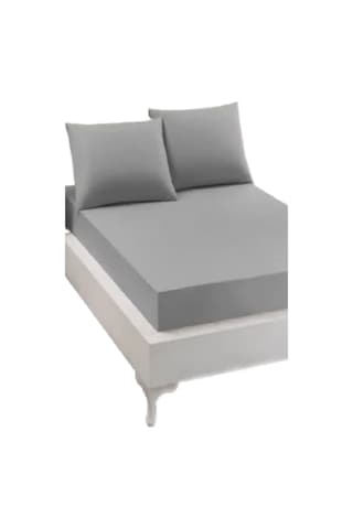 Mycey Çift Kişilik Lastikli Pamuk Penye Çarşaf Takımı 200x200+30 Cm Açık Gri