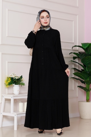Robalı Azra Elbise-siyah-4806 Siyah