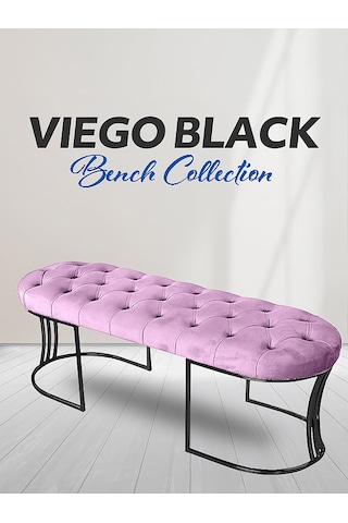Viego Siyah Bench Puf Pembe