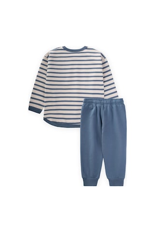 Cigit Çizgili Sweatshirt Takım 1-7 Yaş İndigo Mavi İndigo