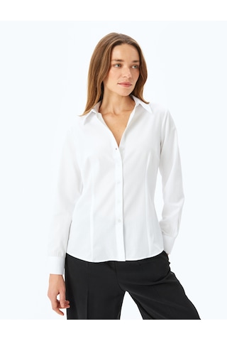 Koton Uzun Kollu Slim Fit Klasik Poplin Gömlek Beyaz 5sak60043uw Beyaz