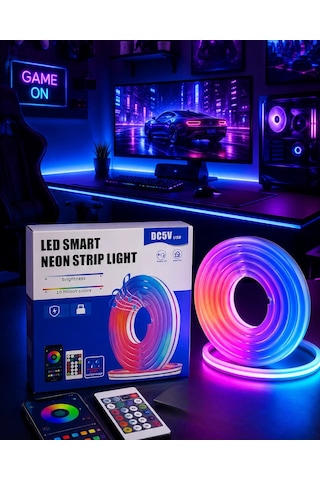 Rgb Neon Led Şerit Işık Kumandalı Usb Girişli Su Geçirmez Şerit Led 18784612