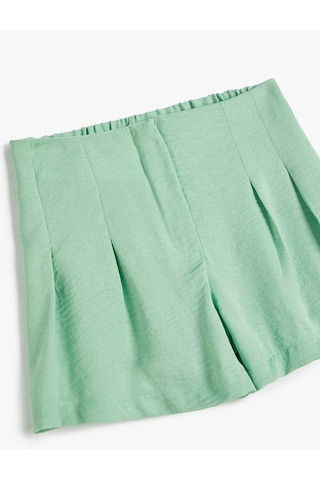 Koton Şort Pileli Diz Üstü Beli Lastikli Green 4skg40109aw Yeşil