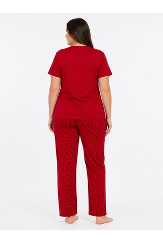 Sleeproom Büyük Beden Kadın Yazlık Awesome Kırmızı Pijama Takımı