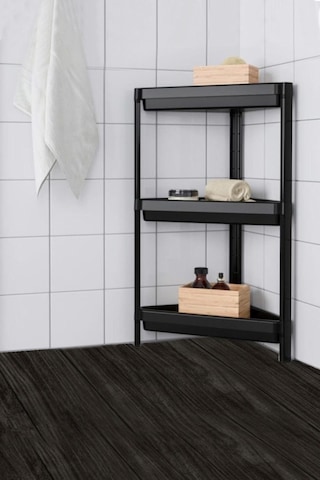 3 Katlı Köşeli Siyah Banyo Rafı Siyah