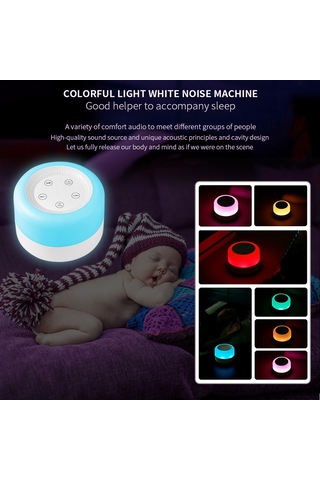 Geeksen Bebekler Ve Yetişkinler İçin Taşınabilir 12 Sesli Beyaz Gürültü Makinesi, 7 Renkli Gece Lambası Ve Zamanlayıcı İle Rahat Uyku Beyaz