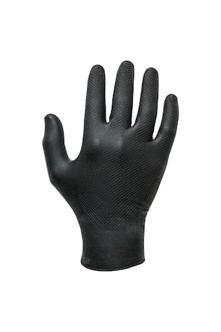 Siyah Nitril Eldiven Balık Sırtı Punta Super Grip Bl