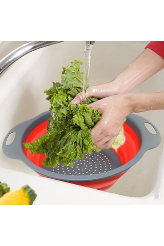 Periboia Silikon Hazneli Katlanabilir Süzgeç Karışık Renkli