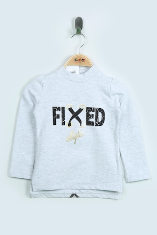Toontoy Kız Çocuk Sweatshirt Fixed Varak Baskılı Gri Melanj