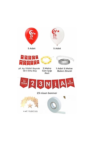 Tr 23 Nisan Dekoratif Süsü Flama Okul Süsü, Atatürklü Balon, Türk Bayrağı Pano Süsleri 2026 Genel