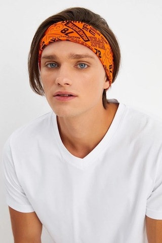Erkek Pamuklu Penye, Kaymaz, Terletmez, Ultra Hafif, Spor Saç Bandı Bandana - Tek Ebat / Turuncu Turuncu