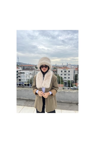 Mollycrush Kadın Suni Kürk Şapka Ve Atkı Seti Yumuşak Dokulu, Soğuk Havalar İçin Lüks & Şık Görünüm Bej