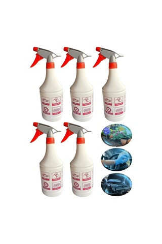 1 Litre Boş Sprey Şişesi 5'li Set Ayarlanabilir Püskürtücülü Çok Amaçlı Hobi & Temizlik Şişesi
