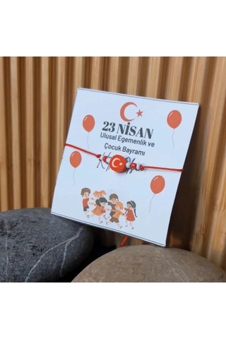 Uretti - Özlem 9422 - 1322 Ay Yıldız Temalı 5'li Paket 23 Nisan Çocuk Bilekliği Kırmızı