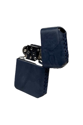 Handmade El Yapımı Hakiki Deri Zippo Modeli Çakmak Lacivert