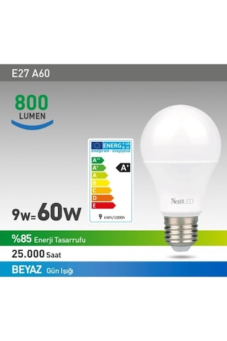 Next Led 9 Watt Led Ampul Beyaz Işık 10Lu Economic Paket
