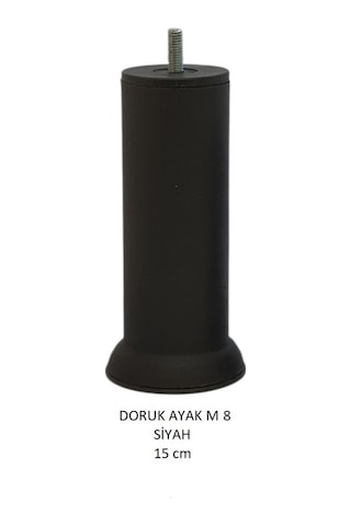 Doruk Ayak, Cıvatalı Baza Koltuk Dolap Ayağı, Metal, Siyah, M8, 15 Cm Siyah