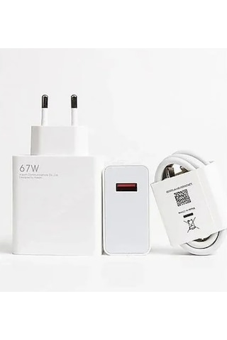 67w Gan Xiaomi 14 Civi İle Uyumlu Turbo Şarj Adaptörü Ve 6a Type C Kablo Beyaz 1 Metre