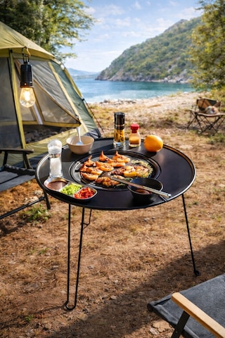 Morponi Katlanabilir Kamp Masası Izgaralı Mangal Özellikli Taşınabilir Outdoor Piknik Masa Renkli