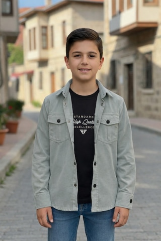 Pina Kids Erkek Çocuk Çıtçıtlı Gömlek Tişört Üst Takım Mint Yeşili