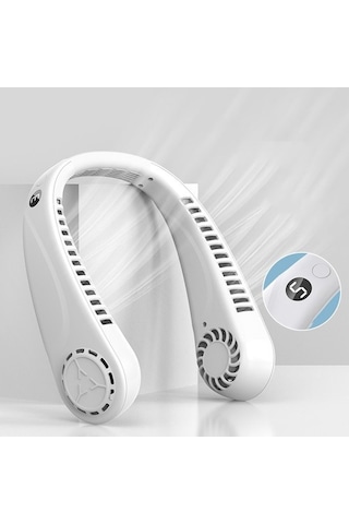 Taşınabilir Boyunlu Fan Eller Serbest Yapraksız Fan 4971 Beyaz