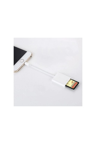 Apple Uyumlu iPhone/Apple Uyumlu iPad Lightning To Sd Kart Hafıza Kart Adaptörü Nk105- 5775 - Karbul7347-9066 Beyaz