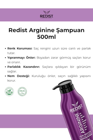 Redist Arginine Sülfatsız Renk Koruyucu Saç Bakım Şampuanı 500 Ml Boyalı / Röfleli