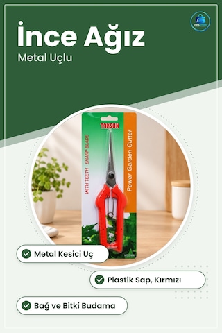 Kırpma Makası İnce Ağız Metal Uçlu Bağ Budama Bahçe Bitki Bakım P