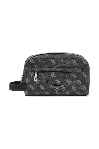 Guess Erkek Monogram Desenli İki Bölmeli El Çantası - Siyah Siyah