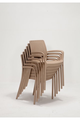 2 Adet Rattan Lüx Cappucino Sandalye / Balkon-Bahçe-Teras Çok Renkli