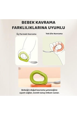 Guqqo Bebek Çatal Kaşık Seti, 304, Blw, Ergonomik Kavrama, Saklama Kutulu, Pudra Yeşil Genel