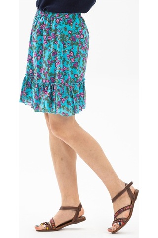 Buse Vual Kısa Etek Tomurcuk Desen Turkuaz 6167