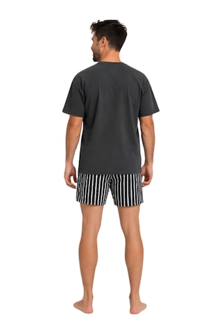 Pijamask Erkek Baskılı Şortlu Pamuklu Yazlık Pijama Takım Koyugri
