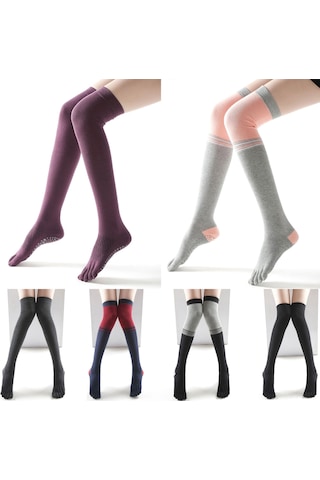 Kangvka Kadınlar İçin Beş Parmaklı Otobüstü Çorap, Winter Isı Sağlar, Tam Tabana Antipatik Noktalar, Stripped Desen, Yoga Dans Günlük Kullanim, Siyah, Tek Beden Siyah