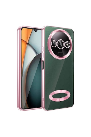 Xiaomi Redmi A3 4g 2024 Uyumlu Kılıf Kamera Korumalı Logo Gösteren Zore Omega Kapak-rose Gold Rose Gold