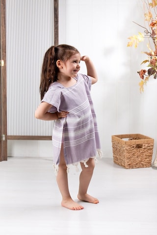 Formeya Çocuk 9-10 Yaş Bornoz Panço %100 Pamuk Plaj Havlusu Peştamal Lila