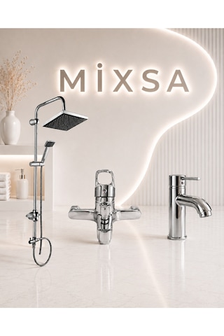 Lüx Premium Krom Robot Duş Seti Banyo-lavabo Bataryası 3'lü Set Avantajlı Modern Tasarımlı Premium Set