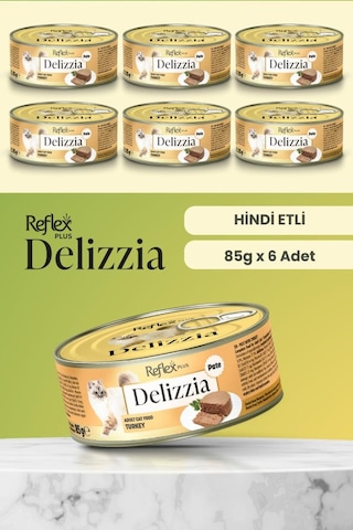 Reflex Plus Delizzia / Kıyılmış Hindi Etli Yetişkin Kedi Maması 85g X 6 Adet