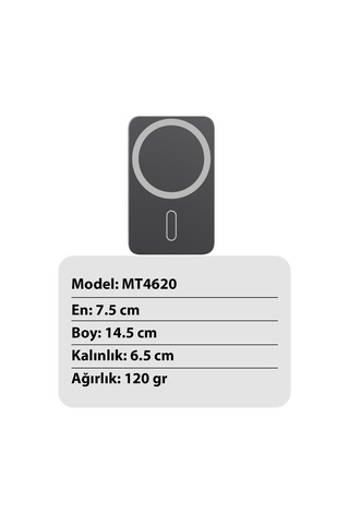 5000 Mah 15w + 20w Metal Ultra İnce Led Göstergeli 35w Turbo Şarj Magsafe Powerbank Mt4620 Çok Renkli