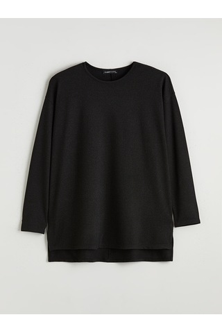 Lcw Everyday Siyah Büyük Beden Bisiklet Yaka Oversize Kadın Tişört