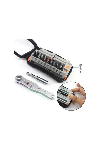 Leasetake 12 Adet Taşınabilir Çift Yönlü Cırcır Tornavida Seti Çok Amaçlı Tornavida Seti Taşınabilir Cırcır El Aletleri