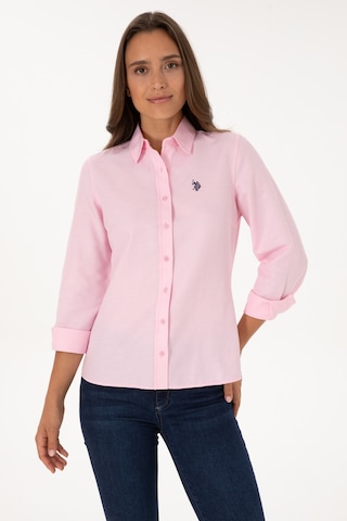 U.S. Polo Assn. Kadın Pembe Uzun Kollu Basic Gömlek 50316711-VR041