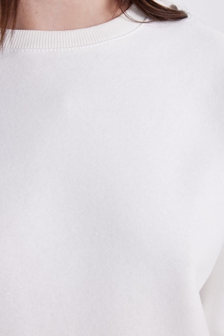 Tudors Kadın Oversize Geniş Kesim Pamuklu Bisiklet Yaka Ekru Sweatshirt-39929 Ekru